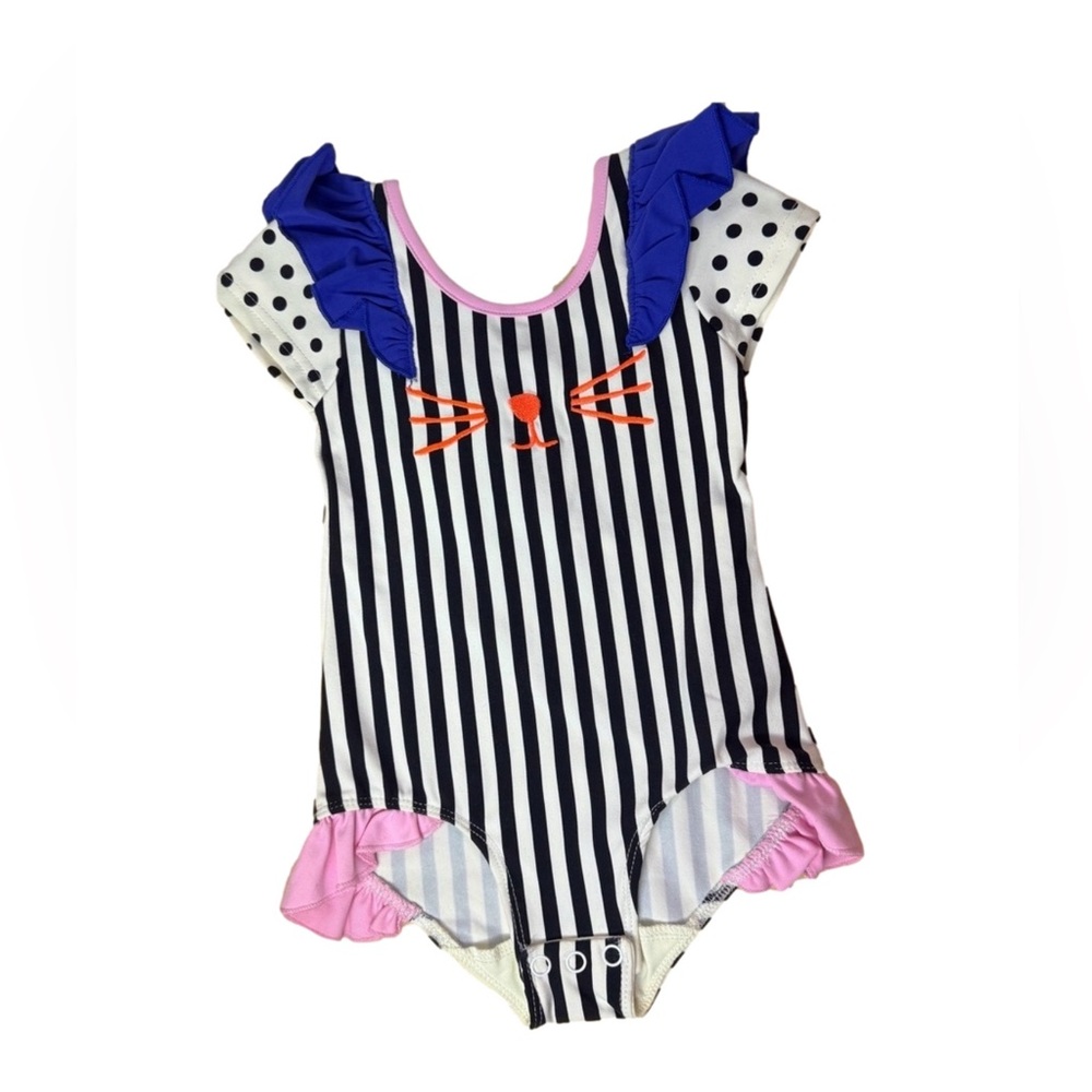 Cotton On Kids Kitty Cat Stripe Bodysuit 3T NWT Ruffle Sleeve Cute Playwear